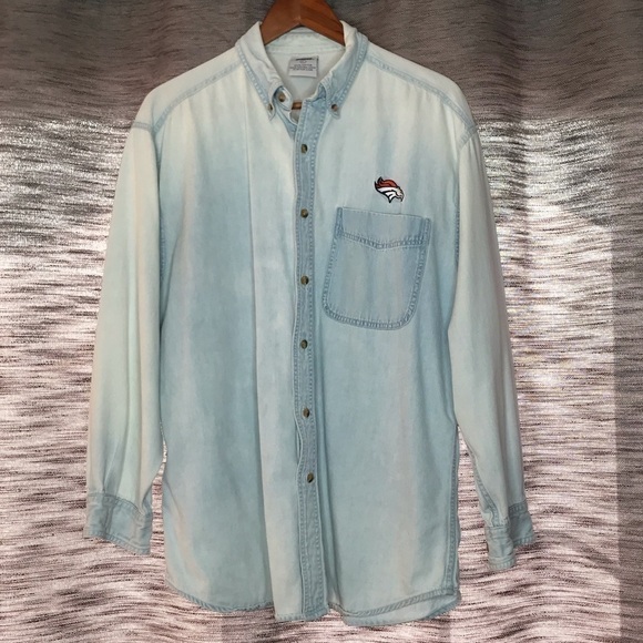 NFL DENVER BRONCOS LARGE STONEWASH LONG SLEEVED MENS SHIRT - Picture 1 of 7